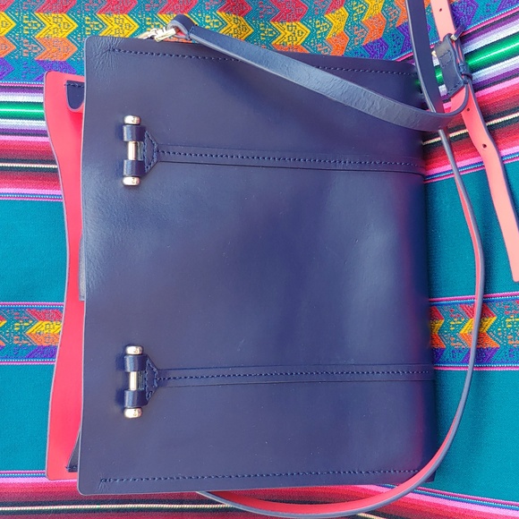 Kate Spade Navy Blue and Hot Pink Leather Arbour Hill Elodie Shoulder Tote - Picture 7 of 17